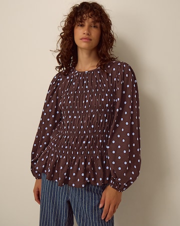 Monsoon Shae Smocked Polka Dot Top