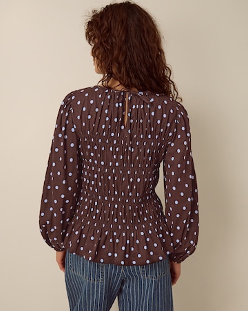 Monsoon Shae Smocked Polka Dot Top