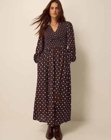 Monsoon Shae Polka Dot Jersey Midi Dress