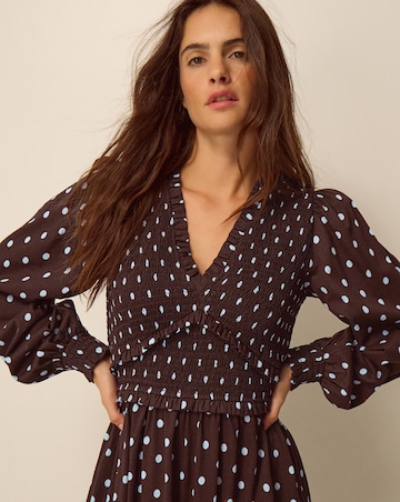Monsoon Shae Polka Dot Jersey Midi Dress
