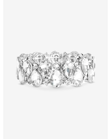 Mood Silver Plated And Crystal Pear Stretch Bracelet
