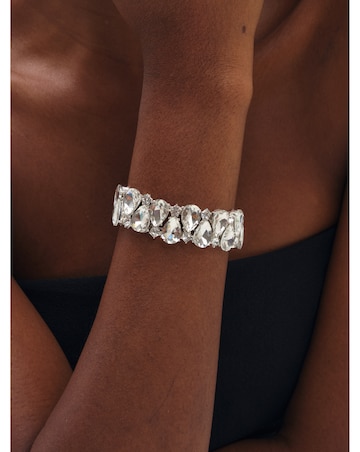 Mood Silver Plated And Crystal Pear Stretch Bracelet