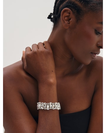 Mood Silver Plated And Crystal Pear Stretch Bracelet