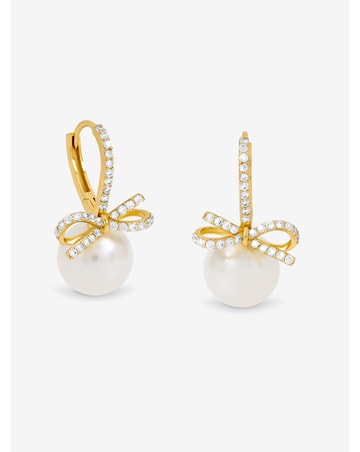 Jon Richard Gold Plated Crystal Bow and Pearl Hoops