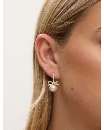 Jon Richard Gold Plated Crystal Bow and Pearl Hoops