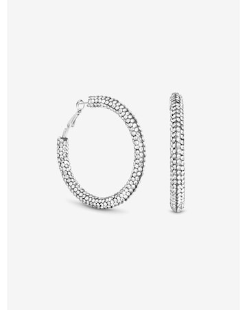 Mood Silver Crystal Statement Hoop Earrings