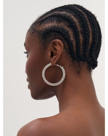 Mood Silver Crystal Statement Hoop Earrings