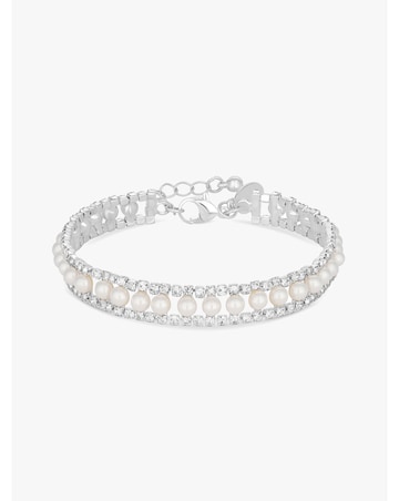 Jon Richard Silver Plated Pearl And Crystal Bracelet