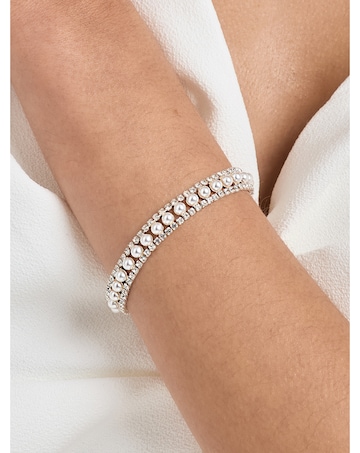 Jon Richard Silver Plated Pearl And Crystal Bracelet