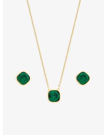Mood Gold Plated And Emerald Two Piece Set