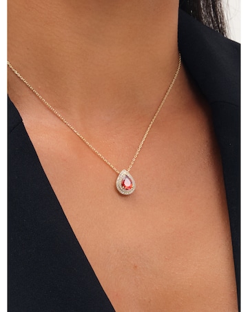Jon Richard Gold Plated Cubic Zirconia Garnet Pear Pendant