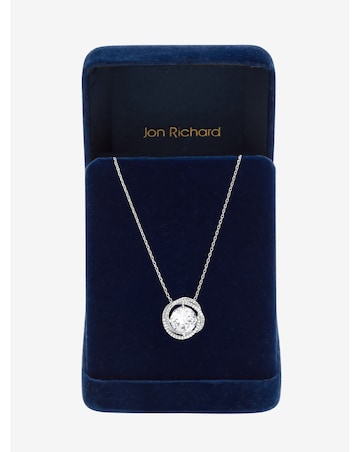 Jon Richard Rhodium Plated Cubic Zirconia Twist Halo Pendant