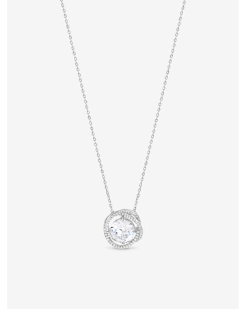 Jon Richard Rhodium Plated Cubic Zirconia Twist Halo Pendant