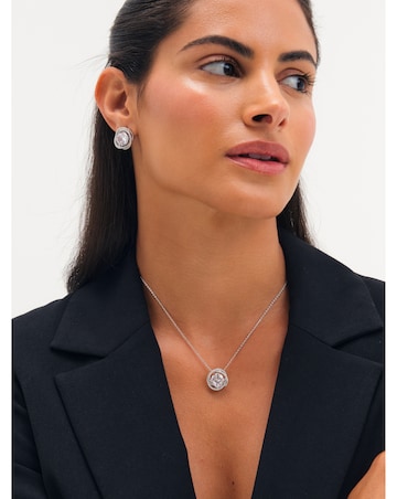 Jon Richard Rhodium Plated Cubic Zirconia Twist Halo Pendant