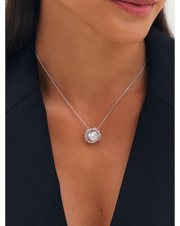 Jon Richard Rhodium Plated Cubic Zirconia Twist Halo Pendant