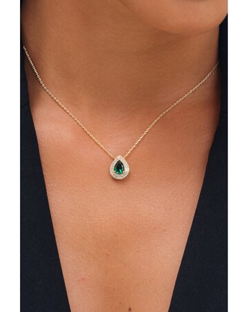 Jon Richard Gold Plated Cubic Zirconia Emerald Pear Pendant
