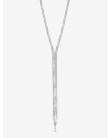 Mood Silver Crystal Lariat Necklace