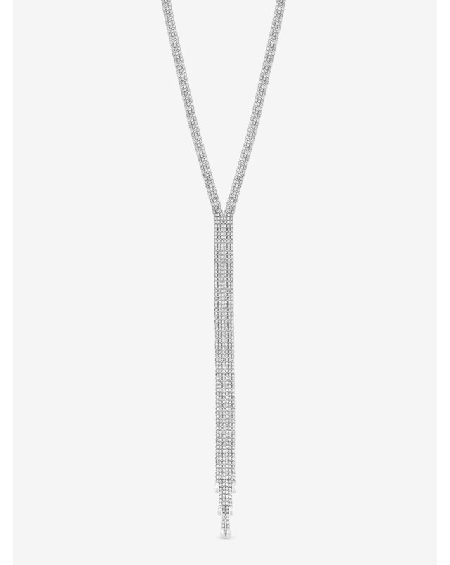 New In - Silver Crystal Lariat Necklace