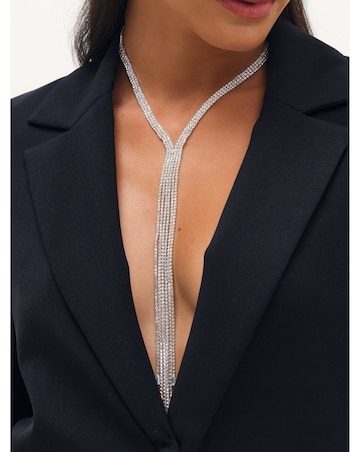 Mood Silver Crystal Lariat Necklace