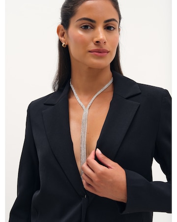 Mood Silver Crystal Lariat Necklace