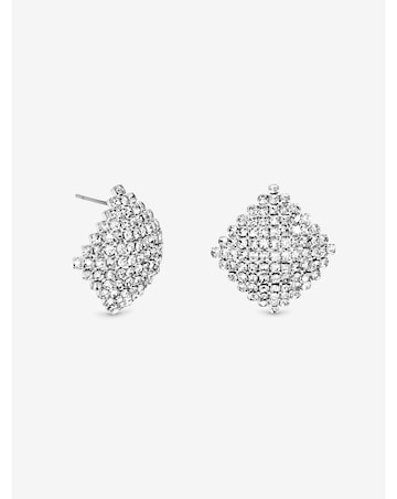 Mood Silver Crystal Statement Stud Earrings