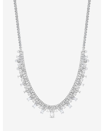 Jon Richard Rhodium Plated And Cubic Zirconia Peardrop Collar Necklace