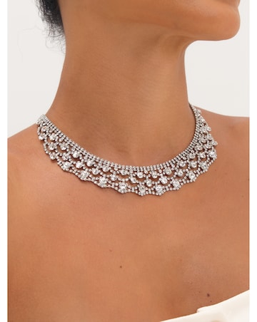 Jon Richard Rhodium Plated And Crystal Statement Collar Necklace