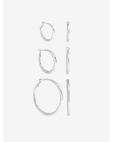 Mood Silver Plated Polished Hoop Multipack