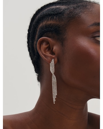 Mood Silver Plated And Crystal Twist Drop Diamante Earrings