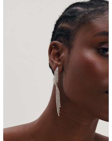 Mood Silver Plated And Crystal Twist Drop Diamante Earrings