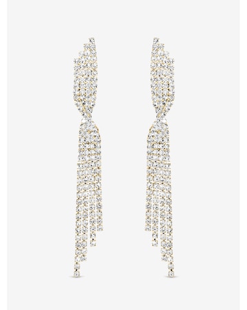 Mood Gold Plated And Crystal Twist Drop Diamante Earrings