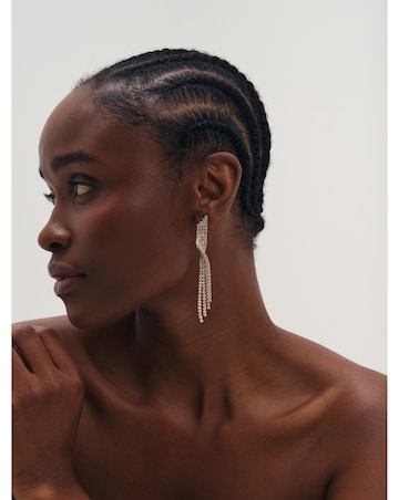 Mood Gold Plated And Crystal Twist Drop Diamante Earrings