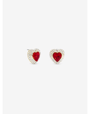 Jon Richard Gold Plated And Ruby Heart Earrings