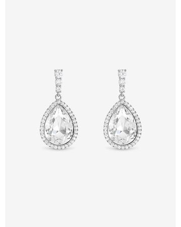 Jon Richard Rhodium Plated And Crystal Pear Drop Earrings