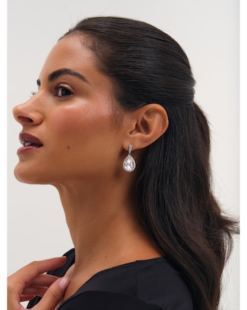 Jon Richard Rhodium Plated And Crystal Pear Drop Earrings