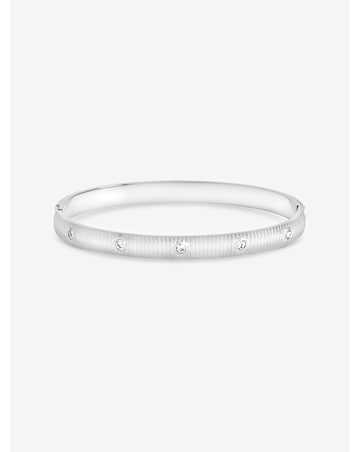 Jon Richard Silver Plated Textured Stainless Steel Crystal Bangle