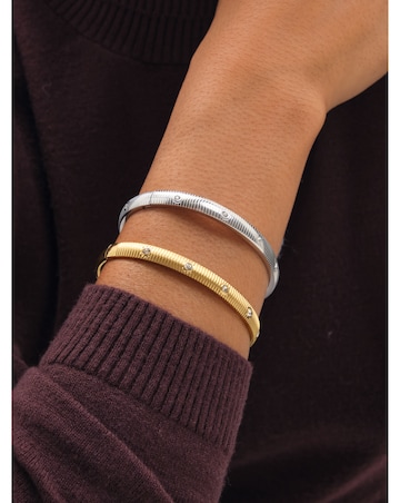 Jon Richard Silver Plated Textured Stainless Steel Crystal Bangle