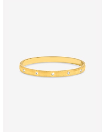Jon Richard Gold Plated Textured Stainless Steel Crystal Bangle