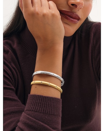Jon Richard Gold Plated Textured Stainless Steel Crystal Bangle