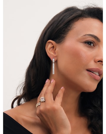 Jon Richard Rhodium Plated And Pave Stick Drop Earrings