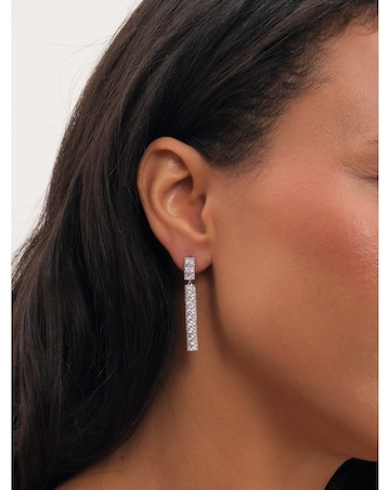 Jon Richard Rhodium Plated And Pave Stick Drop Earrings