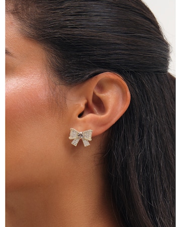 Jon Richard Gold Plated And Pave And Crystal Bow Earrings