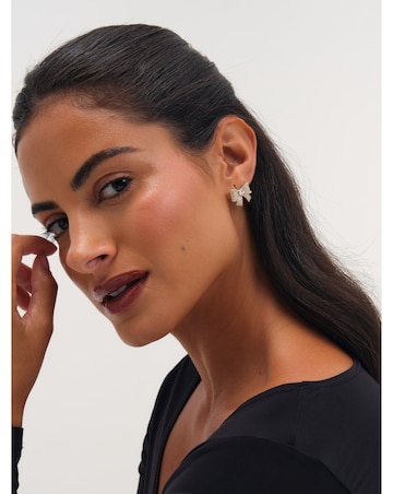 Jon Richard Gold Plated And Pave And Crystal Bow Earrings