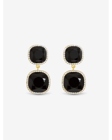 Jon Richard Gold Plated And Jet Double Drop Halo Earrings