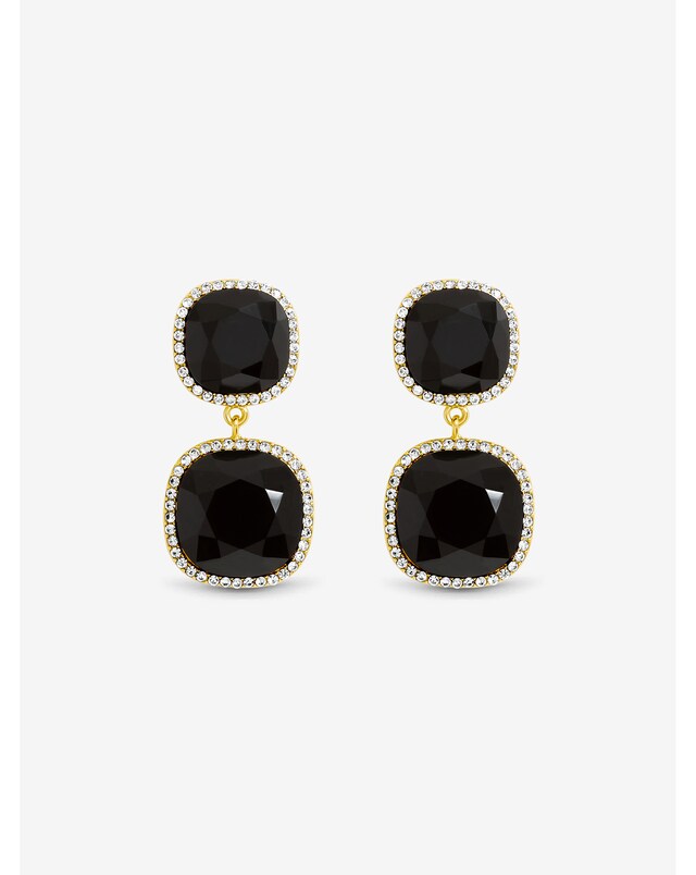 New In - Gold & Jet Double Halo Earrings