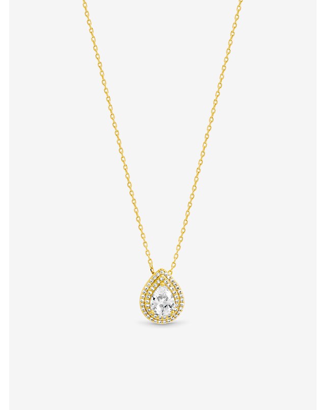 New In - Gold & Crystal Pear Pendant