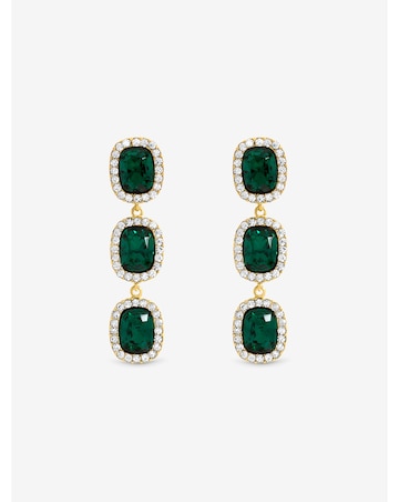 Jon Richard Gold Plated And Emerald Tripple Halo Drop Earrings