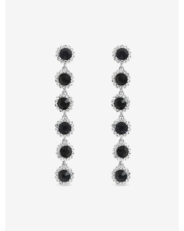 Jon Richard Rhodium Plated And Sapphire Tripple Halo Drop Earrings