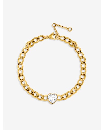 Jon Richard Gold Plated Crystal Heart Chain Stainless Steel Bracelet