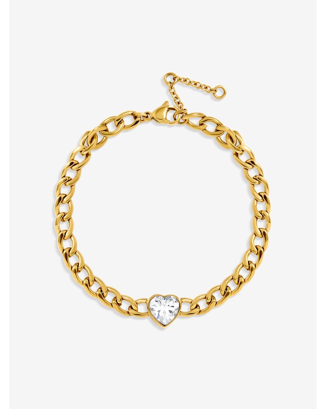 Jon Richard Gold Plated Crystal Heart Chain Stainless Steel Bracelet